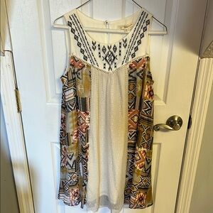 Rewind White and Brown Graphic Sleeveless Tank Top